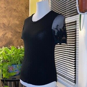 Black Lace Sleeve Top